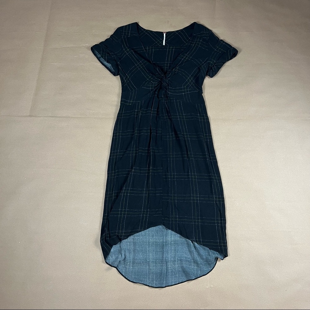 Free People Black Yellow Plaid Dress Size Large